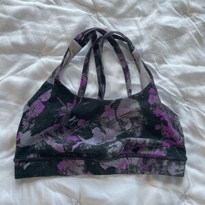 Lululemon Athletica Black and Purple Floral Sports Bra